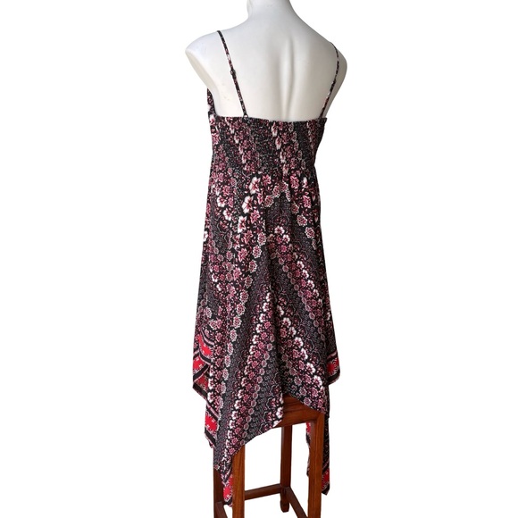 Express Summer Floral Bouquet Handkerchief Hem Boho Dress, Sz M - Picture 7 of 14